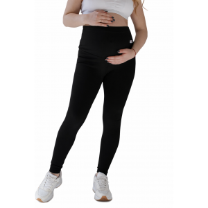 Лосины для беременных в рубчик хлопчатобумажные с регулирующей резинкой на живот, леггинсы maternity rib leggings, Украина Черный 